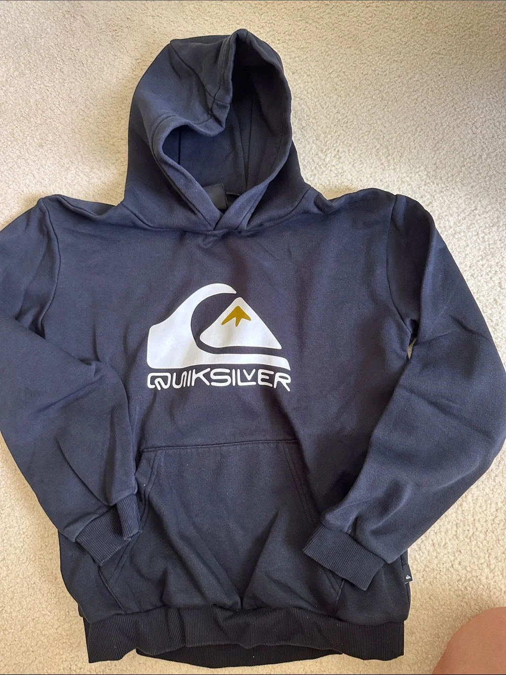 Quiksilver Boys Black Pullover Hoodie with White Logo